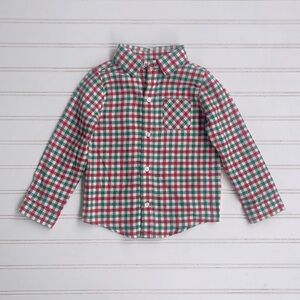 CROWN & IVY NWT Boys Checked Holiday Button Down Flannel Long Sleeve Shirt